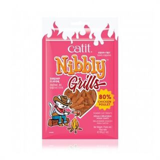 Snack Nibbly Grills para gatos sabor Gambas y Pollo