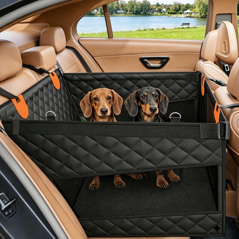 Nobleza Funda de Asiento de Coche para Perros tipo Hamaca, Protector de Asiento Trasero con Ventana de Malla Transpirable, Alfombra Antideslizante e Impermeable para Mascotas, Dise&ntilde;o de Media Silla Ideal para Viajar con Ni&ntilde;os, , large Imagen numero 4