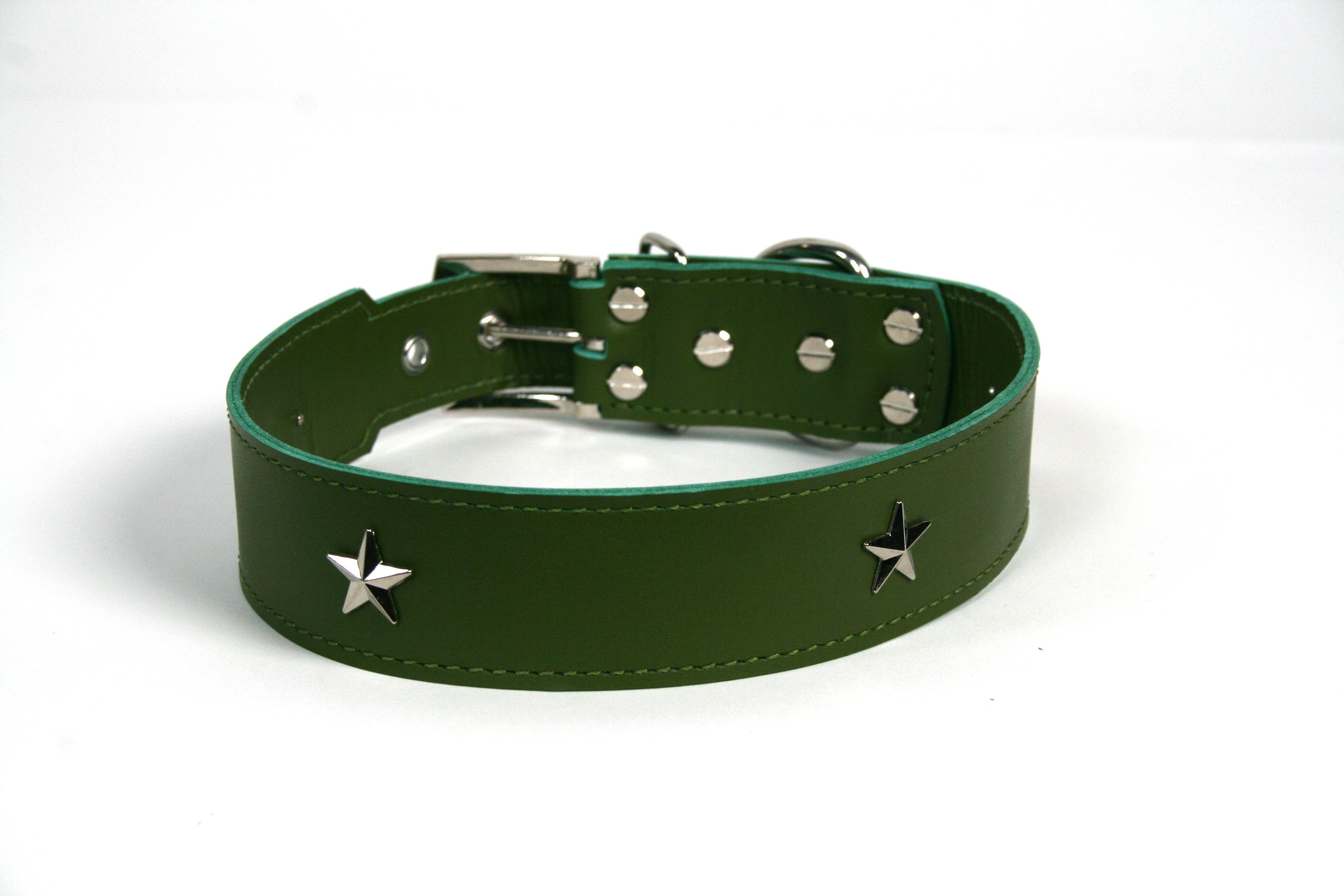 COLLAR DE PIEL VERDE CON  ESTRELLA, , large Imagen numero 1