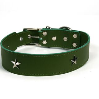 LGMCAN Collar de Piel verde con estrella para perros
