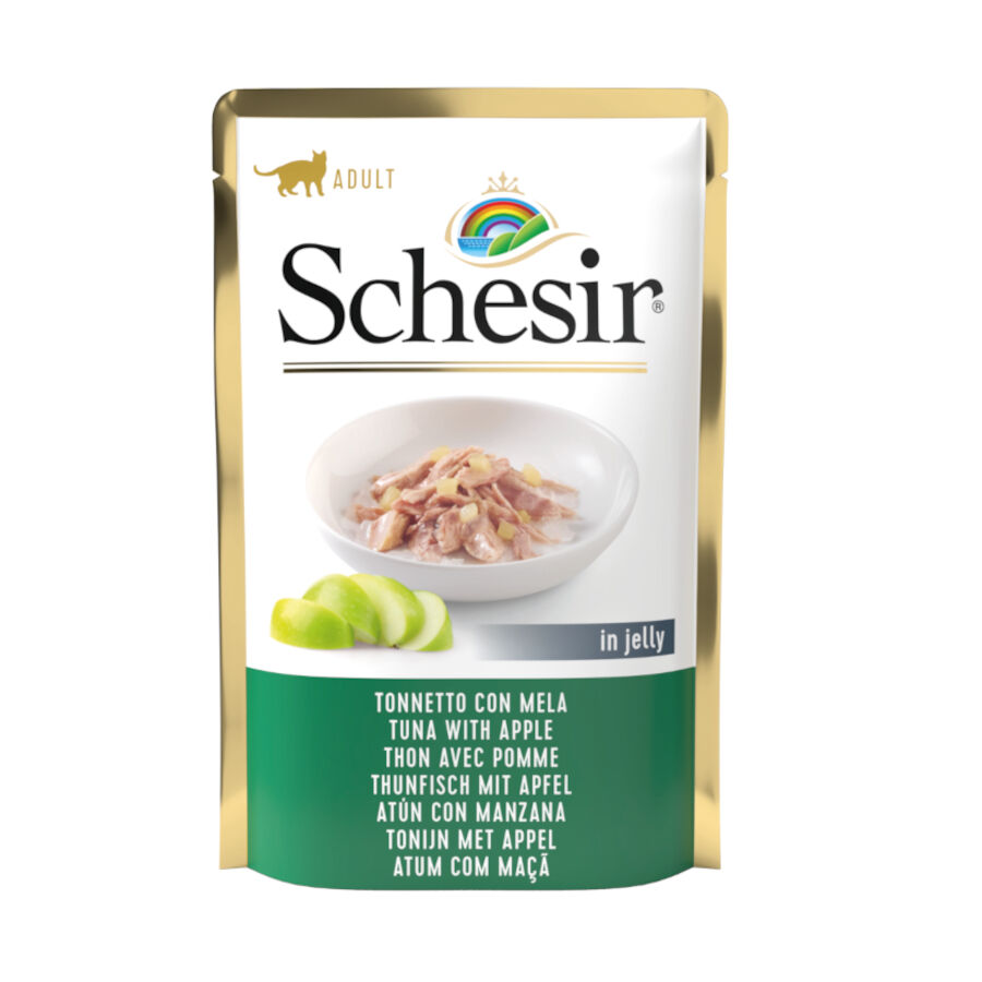 Schesir comida h&uacute;meda gato at&uacute;n y manzana Imagen numero 1