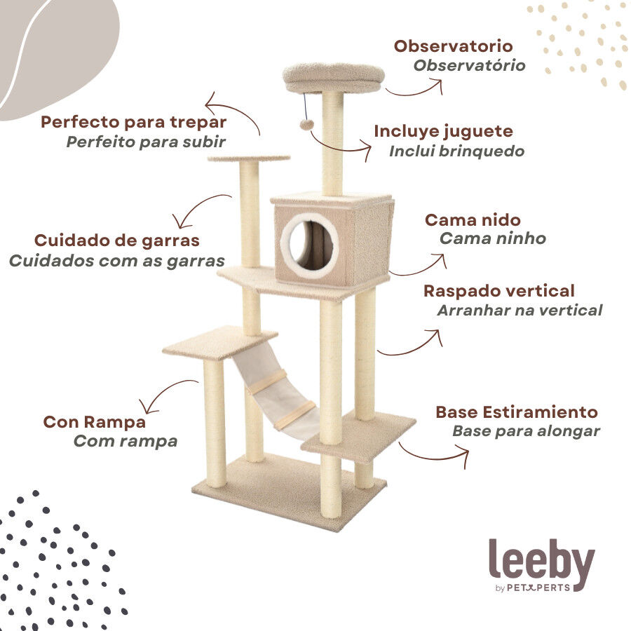 Leeby Boucle Collection &Aacute;rbol rascador con cama nido y puente para gatos, , large Imagen numero 3