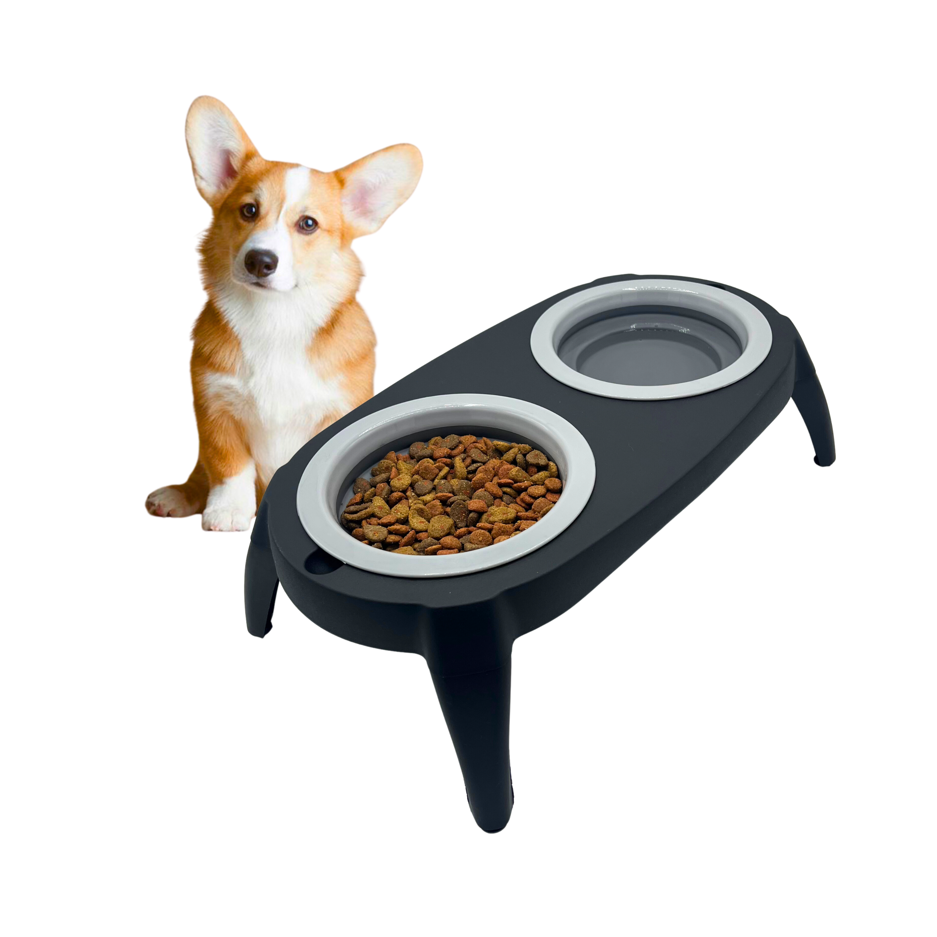 EL &Aacute;TICO PETS Comedero Perro Elevado con Bebedero Antisalpicaduras Perro. Comedero Perro Antivoracidad Desmontable, , large Imagen numero 1