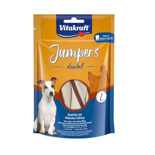 Vitakraft Jumper's Dental Pollo Snack para perros grandes, , large image number null
