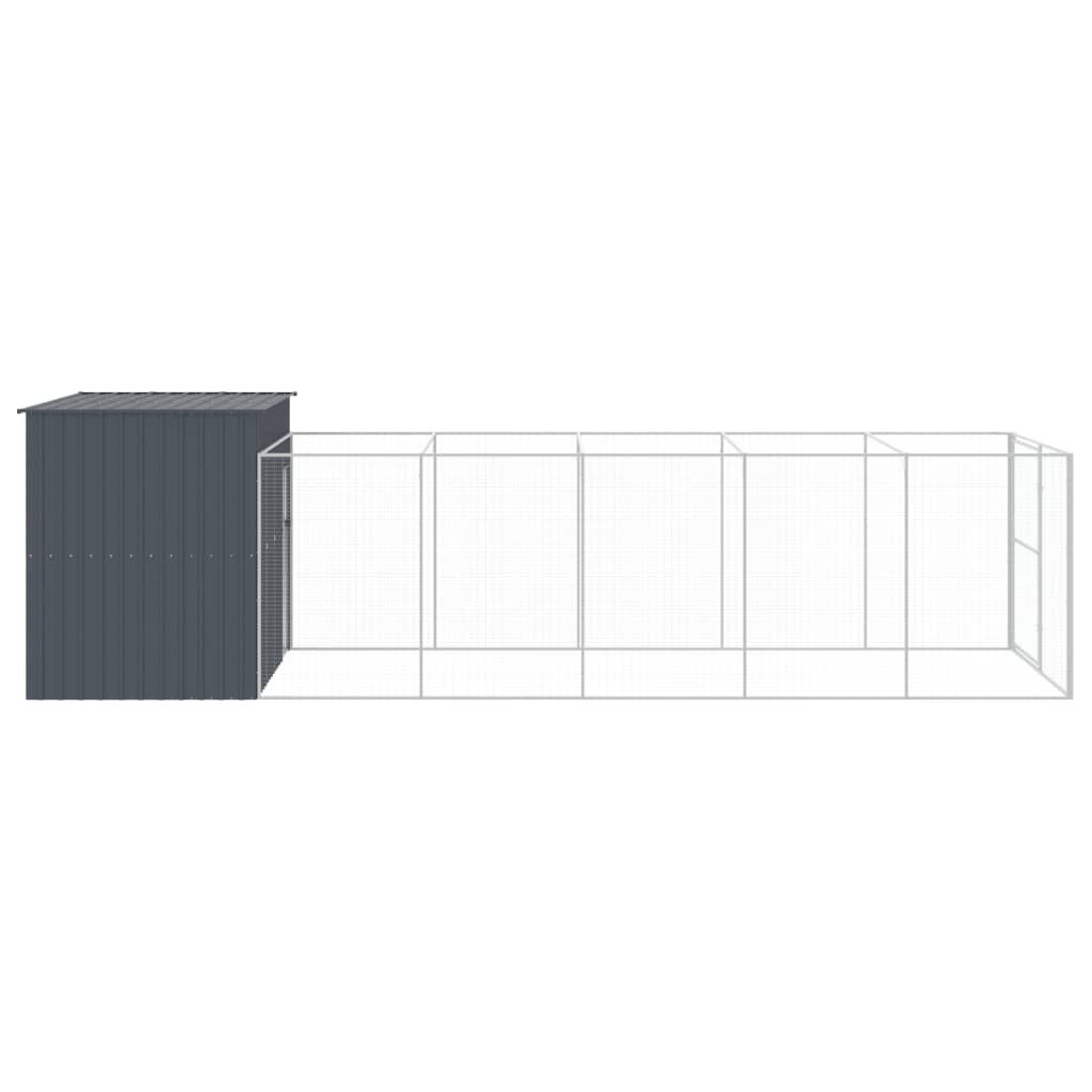 vidaXL Caseta perros con corral acero galvanizado gris 214x1069x181 cm, , large Imagen numero 7