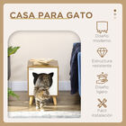 Pawhut Caseta de Madera para Gatos Casa para Gatos Interior Cuerva de Gatos con Cojín Lavable y Patas Elevadas 34x34x44,5 cm Marrón., , large image number null