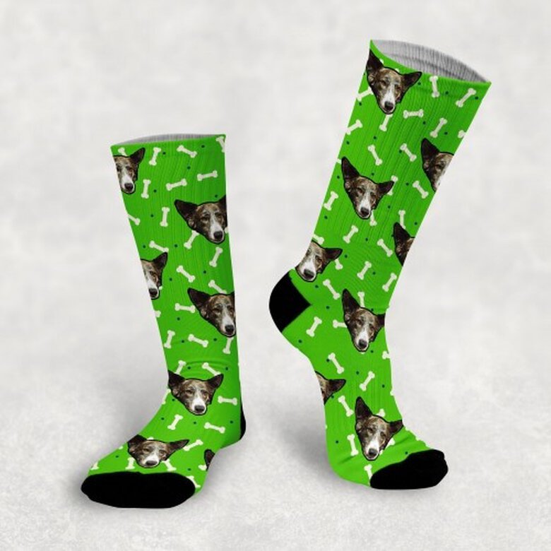 Calcetines personalizados Doggy 3 mascotas color Verde, , large image number null