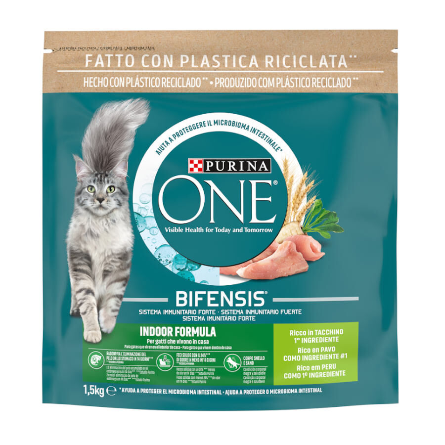1.5 kg Purina One Indoor Pavo y Cereales pienso para gatos, , large Imagen numero 1