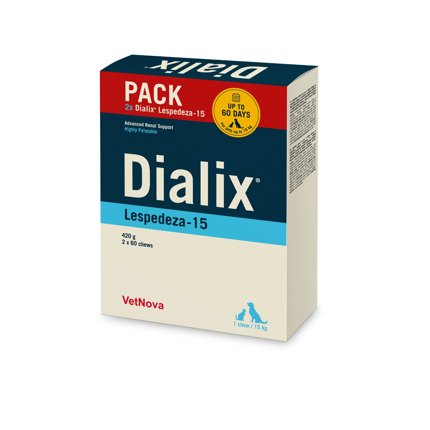 DIALIX&reg; Lespedeza 15 | Soporte renal | Perros y gatos | DuoPack (2x60 chews), , large Imagen numero 1