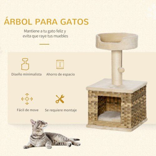 PawHut &aacute;rbol rascador con cueva para gatos, , large Imagen numero 4