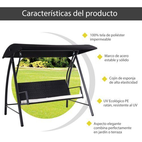 Columpio tipo mecedora Outsunny para jardin color Ratan, , large Imagen numero 4