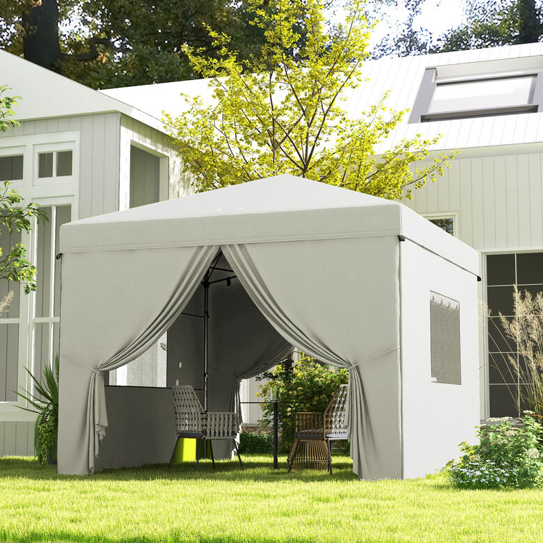 Outsunny Carpa Plegable Pop-Up Cenador Blanco De Jardín thumbnail