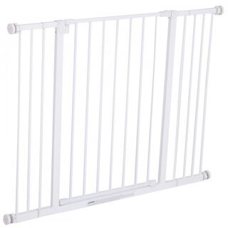 Barrera extensible de seguridad para perros con montaje a presión apta para  escaleras y puertas color blanco PawHut