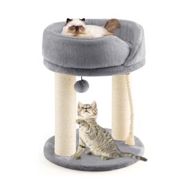 COSTWAY Árbol Rascador Gris 4 en 1 para Gatos