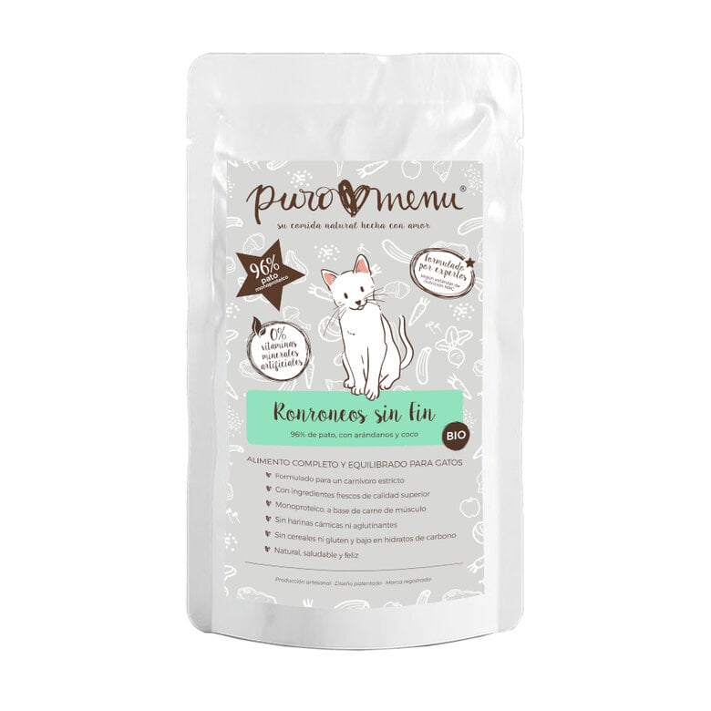 12 sobres x 100 g Puro Menu Bio Ronroneos sin Fin sobre para gatos ¡Pack Ahorro!