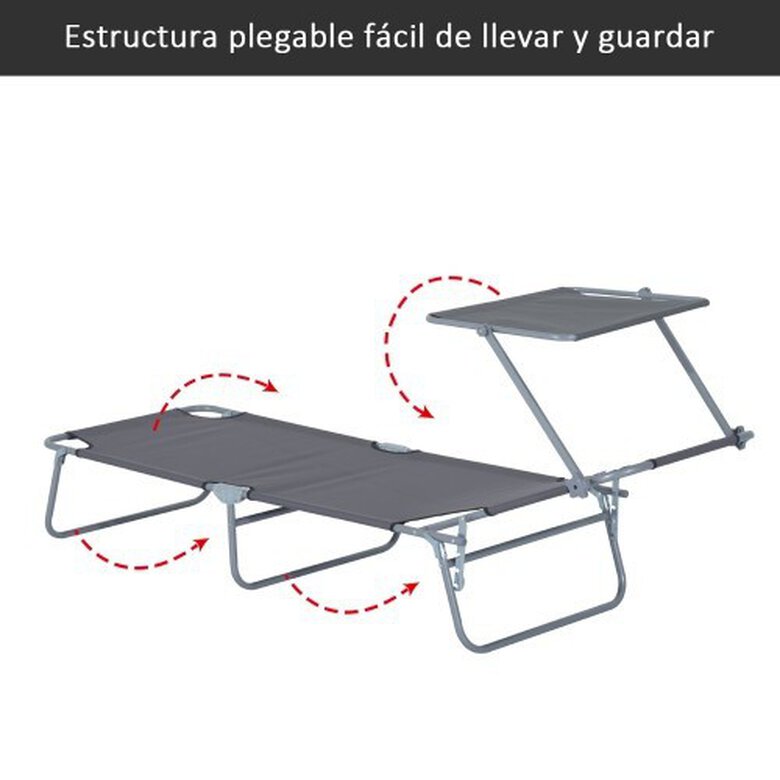Tumbona plegable Outsunny para exterior color Gris, , large image number null