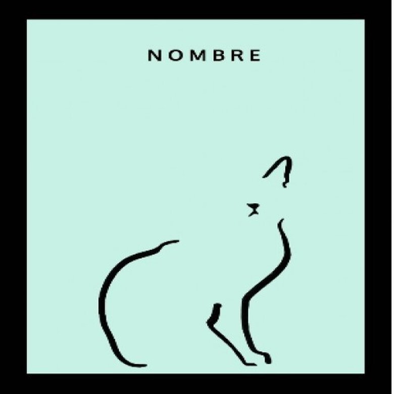 Ilustración silueta de gato con marco negro color Mint, , large image number null