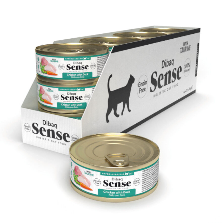 12 Latas x 70 g Dibaq Sense Lata Pollo y Pato con zanahorias para gatos, , large Imagen numero 1