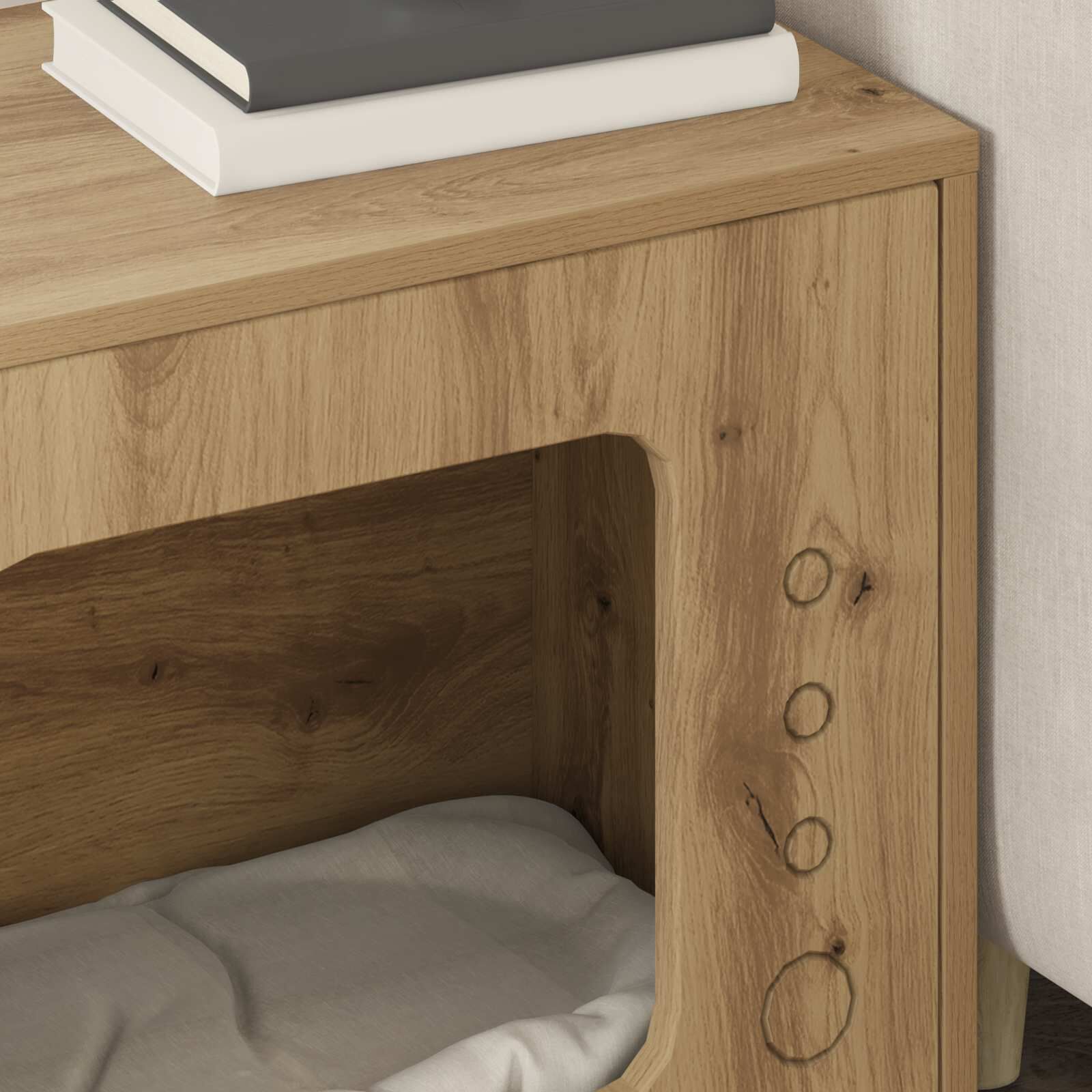 vidaXL Casa para Gatos Roble Artesanal 51 x 30 x 42 cm, , large Imagen numero 5