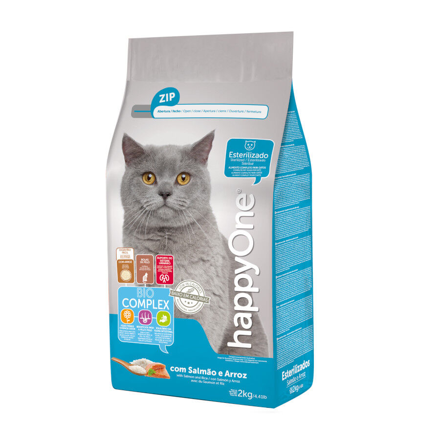 happyOne Adult Esterilizado Salmón y Arroz pienso para gatos