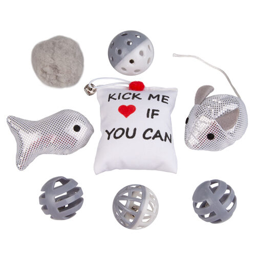 TK-Pet Marc pack 8 juguetes para gatos gris plata Imagen numero 1