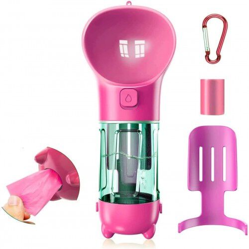 Edipets bebedero port&aacute;til con dispensador de bolsas rosa para perros, , large Imagen numero 1