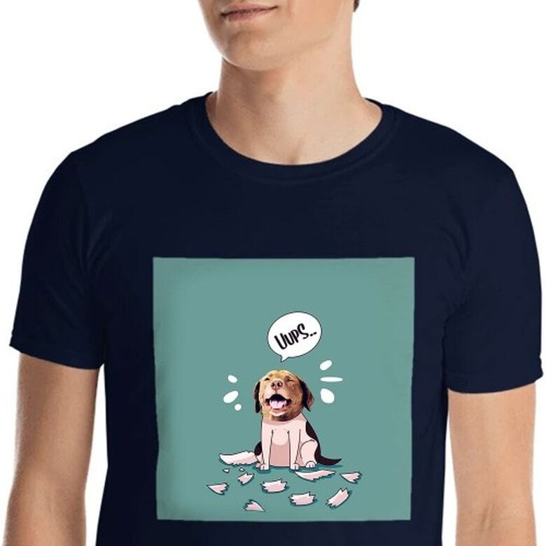 Mascochula camiseta hombre melasuda personalizada con tu mascota azul marino thumbnail
