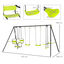 Outsunny Juego de Columpio Infantil verde para Exterior con 2 Columpios y balancín  para Niños, , large indicador imagen numero 3