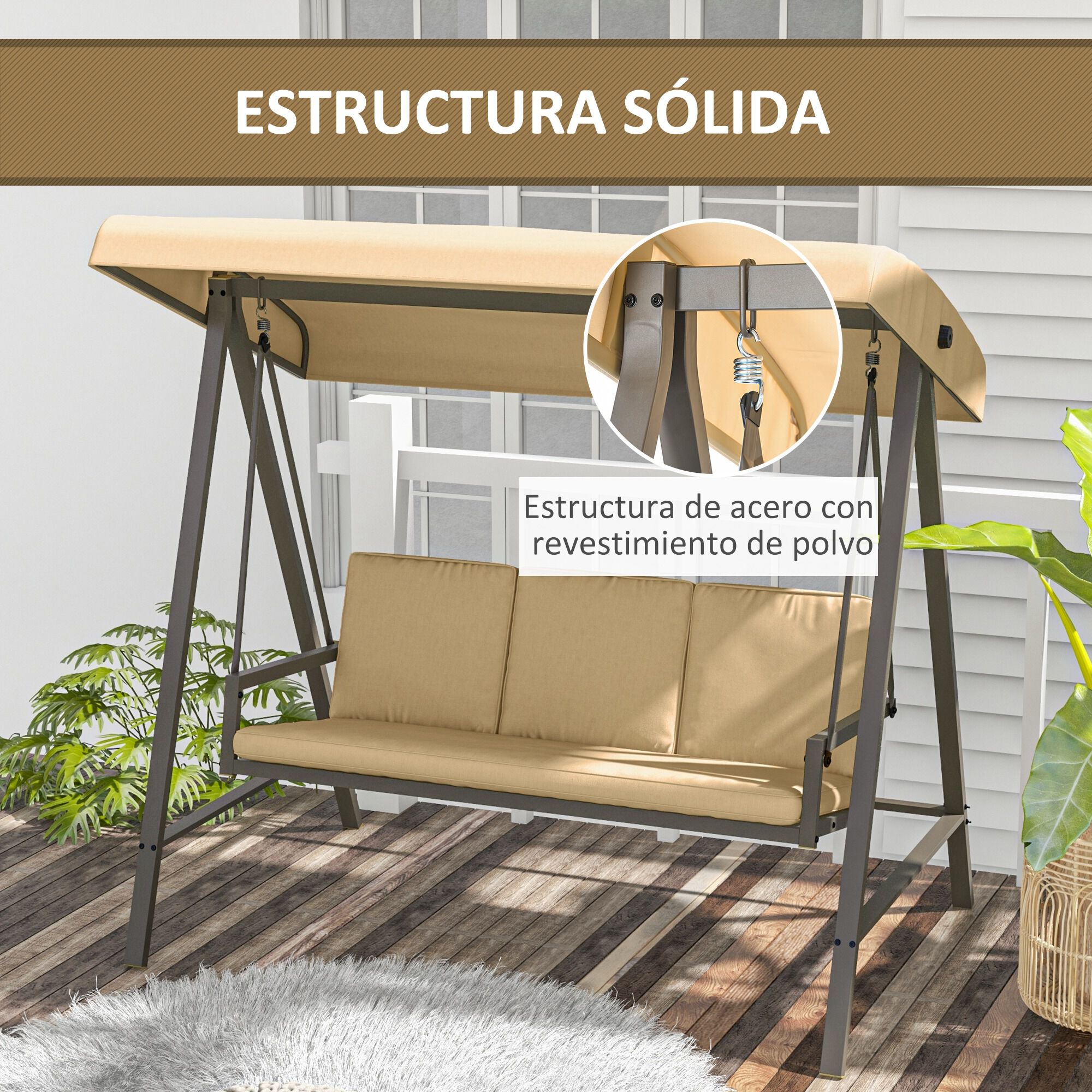 Outsunny Columpio De Jardín Beige thumbnail