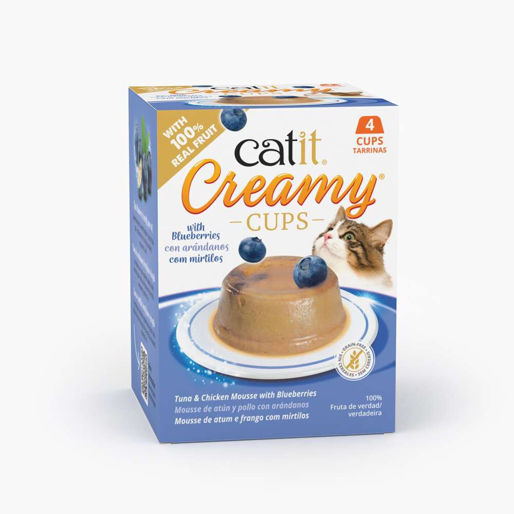 Catit Creamy Cups, At&uacute;n, Pollo y Ar&aacute;ndano, 4x25g, , large Imagen numero 1