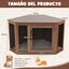 COSTWAY Mueble de Esquina para Mascotas, Casa para Perros con Puerta de Malla y Cojín, Jaula para Perros con Estilo de Mueble para Uso Interior, Casa Decorativa para Mascotas para Habitaciones, , large indicador imagen numero 4