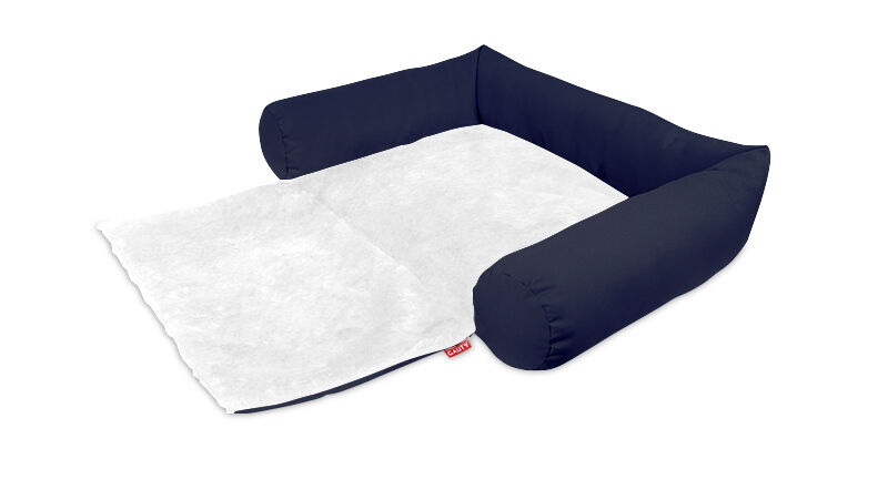 Gauty Cama Redonda para Perros y Gatos  Tela Impermeable y pelo - Azul y blanco, , large Imagen numero 1