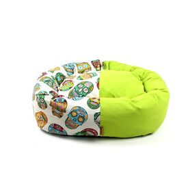 Cuna Donut Calavera Mexicana para perros color Verde