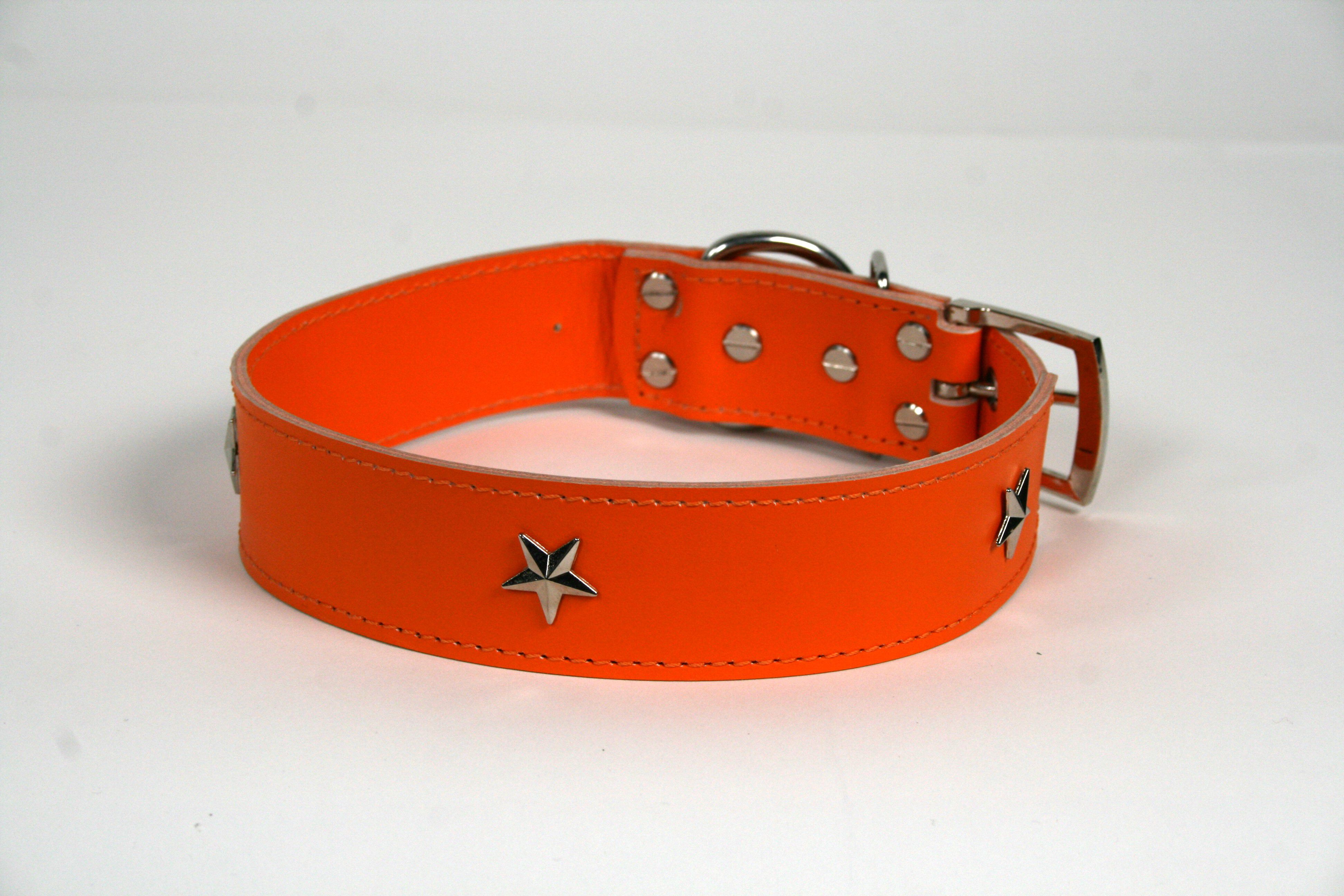 COLLAR DE PIEL NARANJA CON  ESTRELLA, , large Imagen numero 1