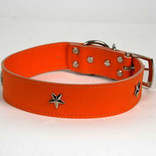 LGMCAN Collar de Piel naranja con estrella para perros