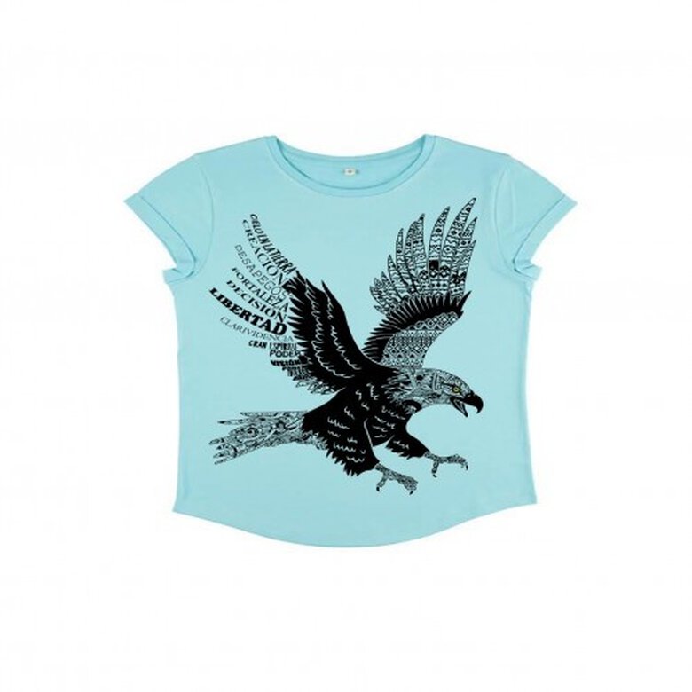 Animal totem camiseta manga corta de algodón orgánico águila turquesa para mujer, , large image number null