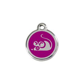 Red Dingo Placa identificativa Acero Inoxidable Esmalte Ratón Morado para gatos
