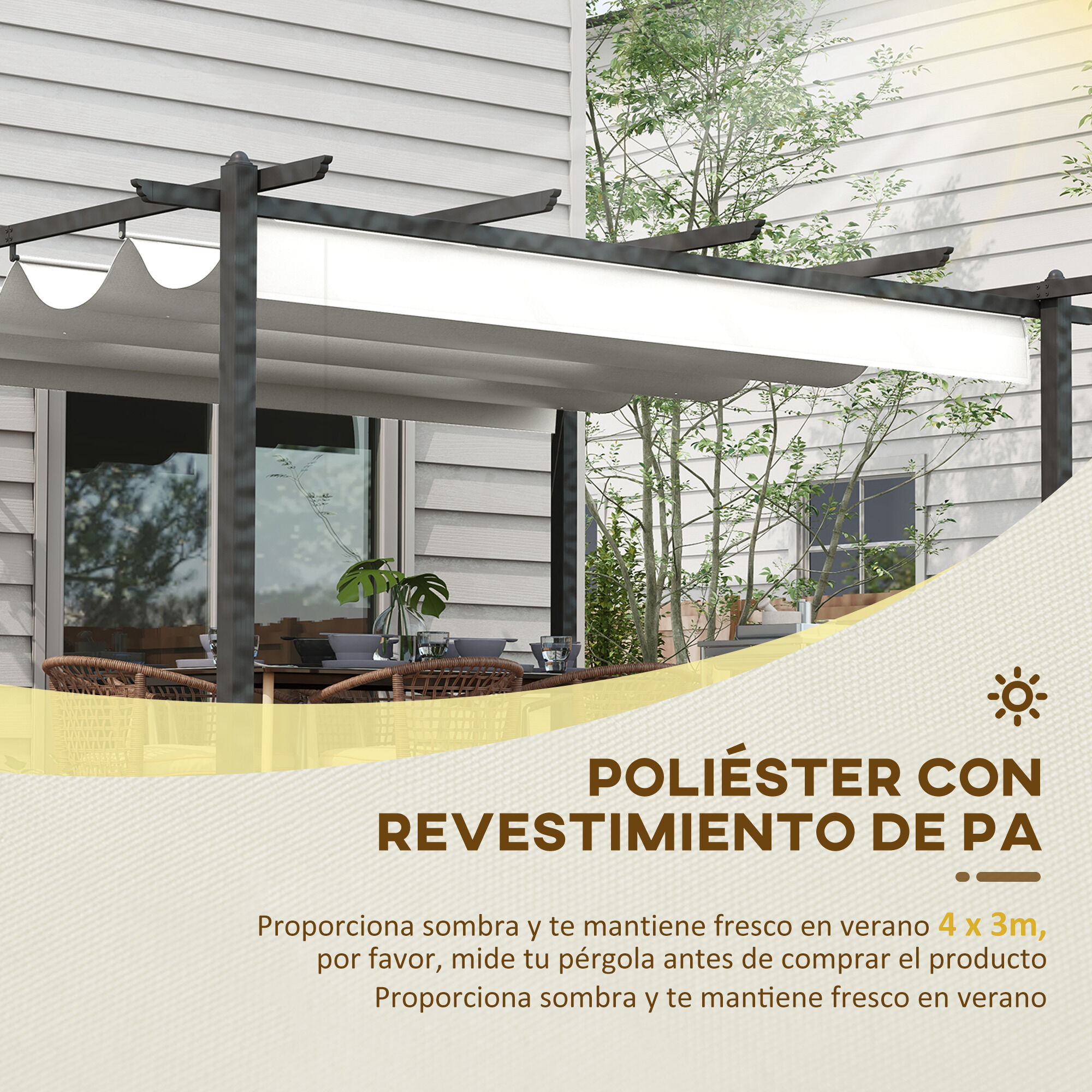 Outsunny Conjunto de P&eacute;rgola Blanco, , large Imagen numero 4