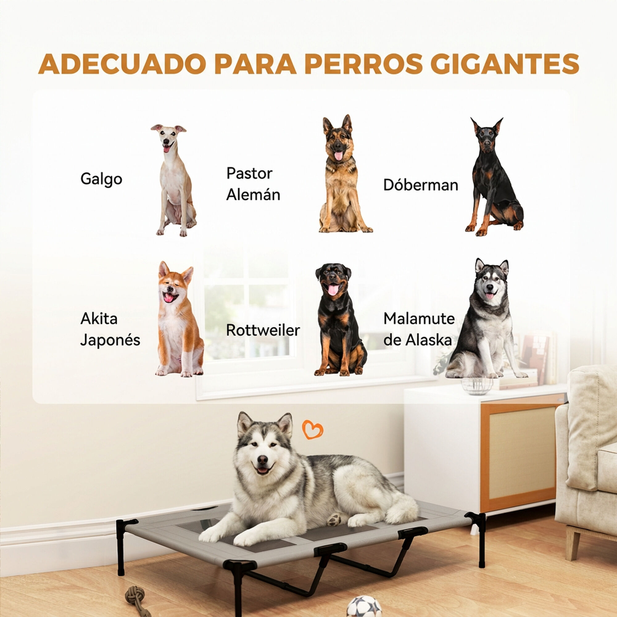 PawHut Cama Elevada Perro Gris Claro, , large Imagen numero 4