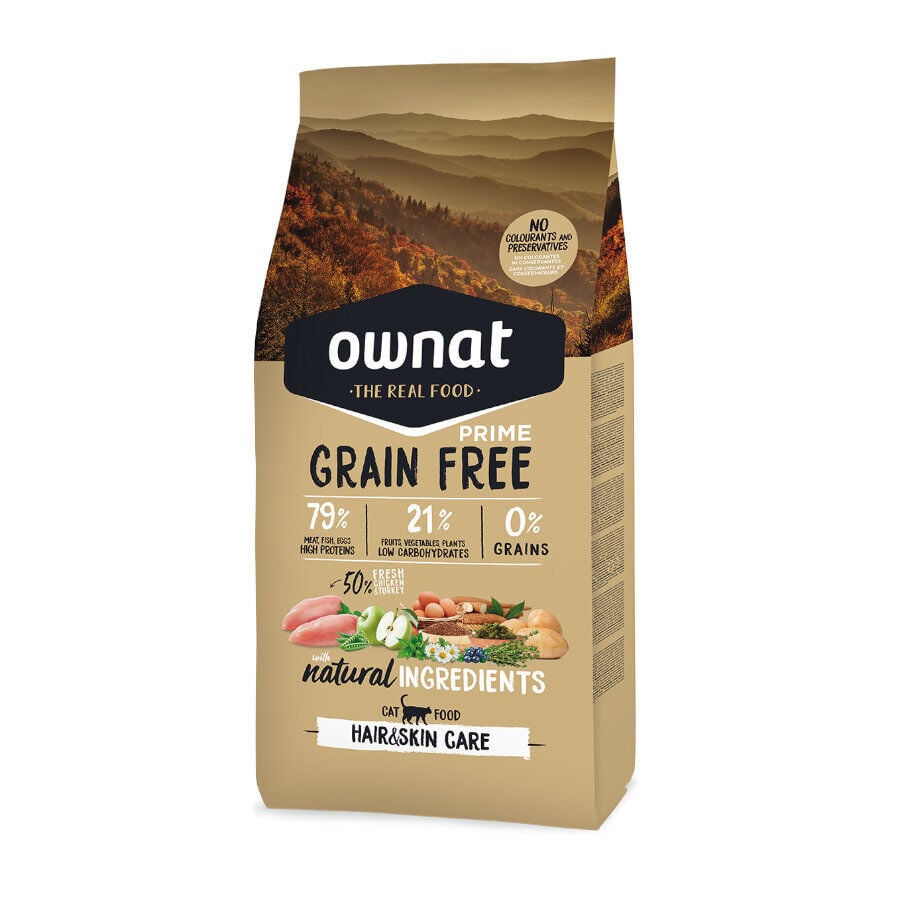 Ownat Prime Hair &amp; Skin Pienso Seco Pollo y Pavo para gatos