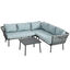 Outsunny Conjunto de Muebles de Ratán 4 Piezas Set de Muebles de Jardín 2 Sofá de 2 Plazas Sofá de Esquina Mesa de Centro con 6 Cojines Acolchados y Marco de Aluminio para Terraza Patio Gris, , large indicador imagen numero 1