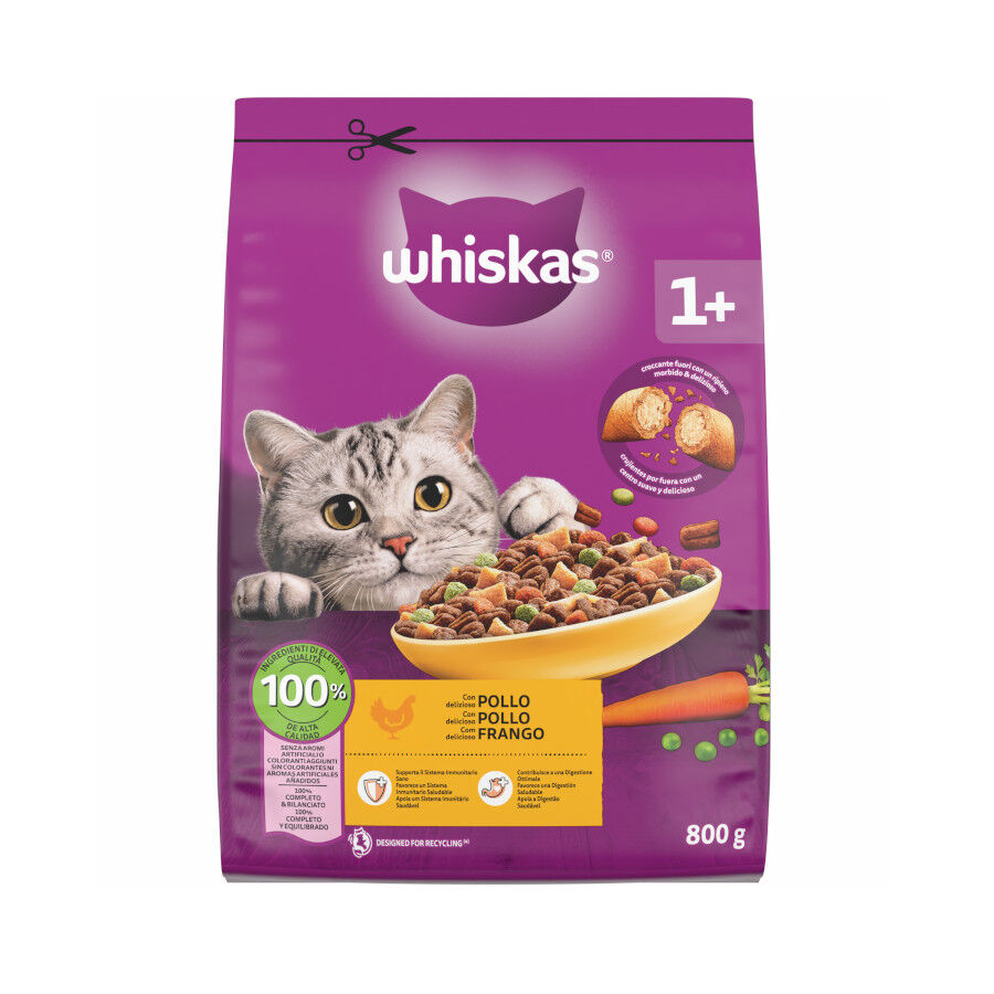 800 g Whiskas Adulto Pollo Pienso para gatos, , large Imagen numero 1
