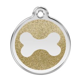 Red Dingo Placa identificativa Purpurina Hueso Dorado para perros