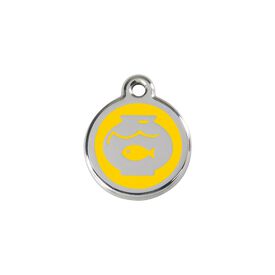 Red Dingo Placa identificativa Acero Inoxidable Esmalte Pecera Amarillo para gatos