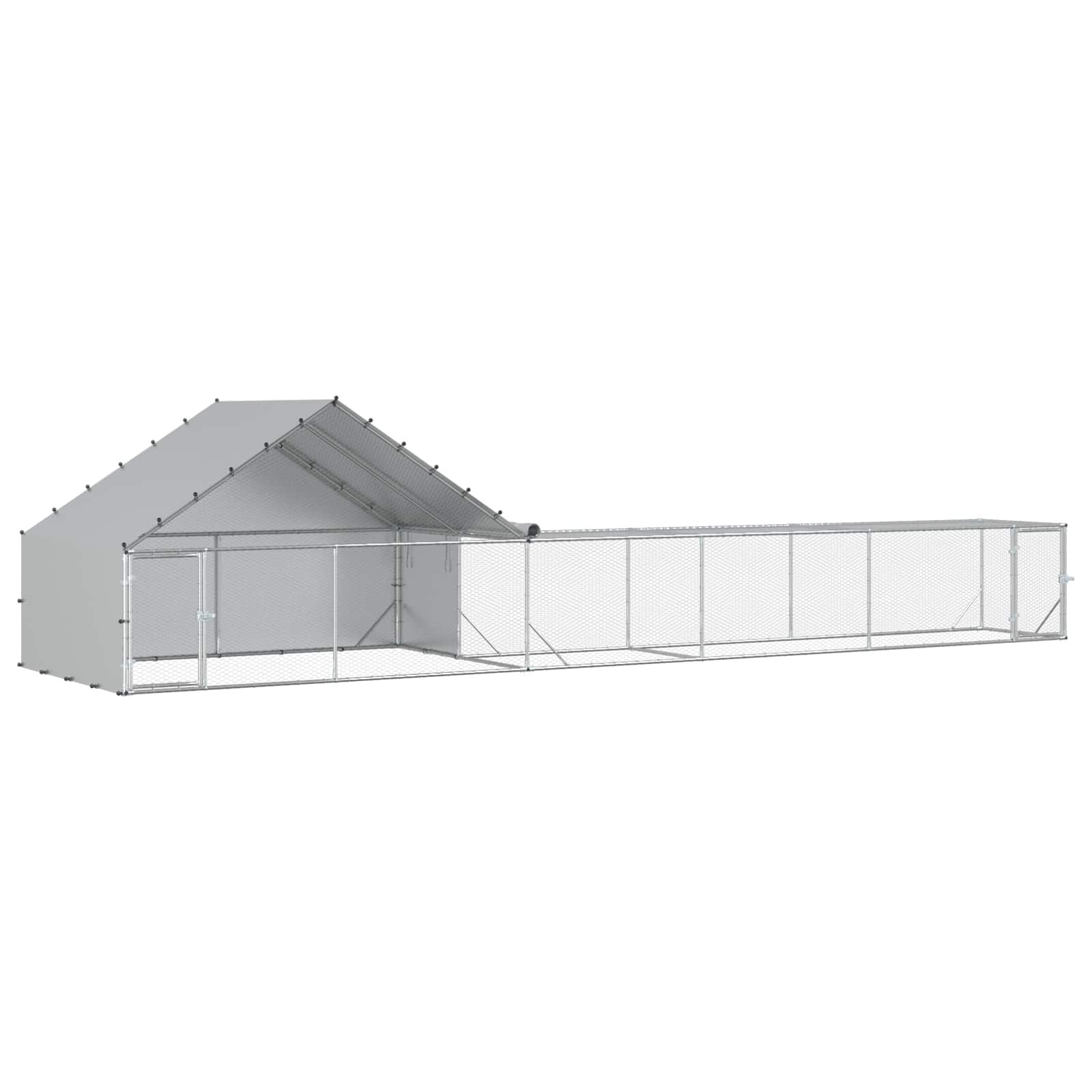 vidaXL Gallinero con techo y patio 2 uds. Plateado Acero Galvanizado de Patio, , large Imagen numero 6