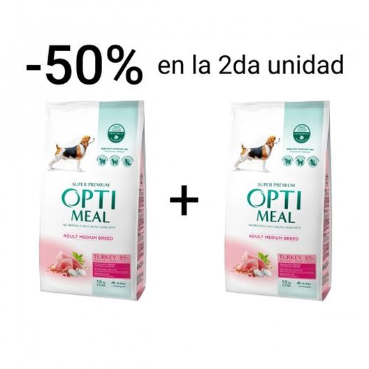 Promoción pienso Optimeal 2º unidad 50% para perros de razas medianas sabor Pollo, , large image number null