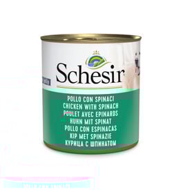 Schesir Adult pollo con espinacas lata para perros