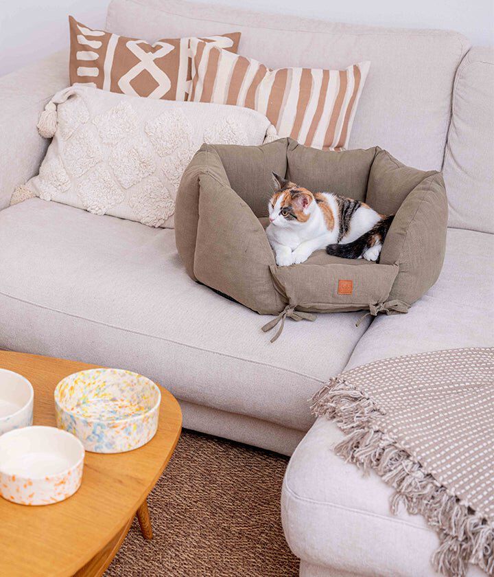 Pet and Co Cama De Lino Caqui Ronny - Perros y Gatos, , large Imagen numero 3