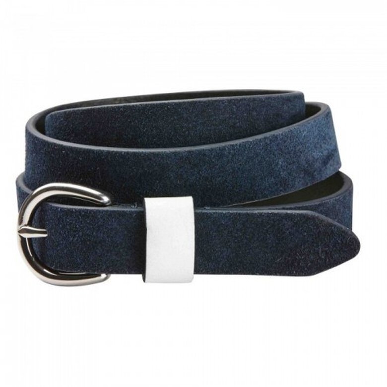 Cinturón de cuero y ante color Azul marino/ Blanco, , large image number null