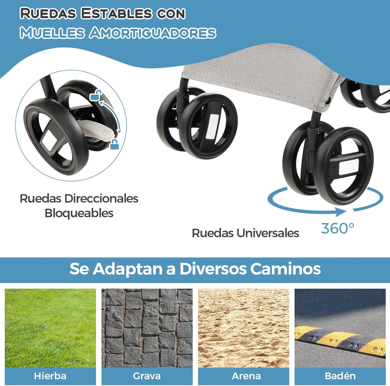 COSTWAY 3 en 1 Cochecito para Mascotas Plegable, Cochecito de Mascotas con Toldo Ajustable de 4 Niveles y Cesta de Almacenamiento, Carrito para Gatos con Porta Asiento de Coche Extra&iacute;ble (azul), , large Imagen numero 3
